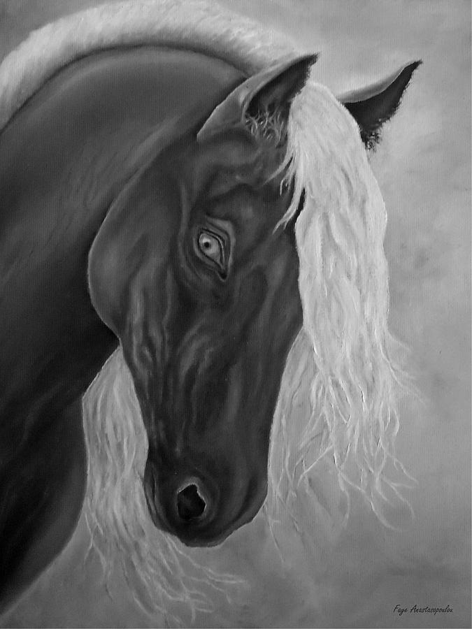 Horse Drawing - Domino by Faye Anastasopoulou