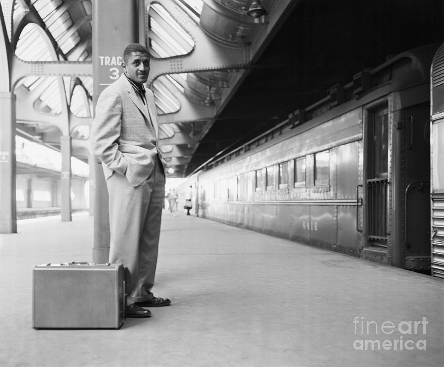 Don Newcombe Awaiting Train Photograph by Bettmann