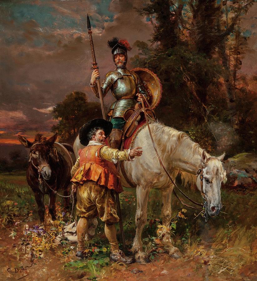 Cesare Auguste Detti Painting - Don Quixote And Sancho Panza by Cesare Auguste Detti