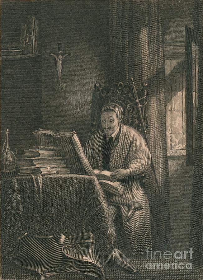 Don Quixote In His Study, 1831 Drawing by Print Collector