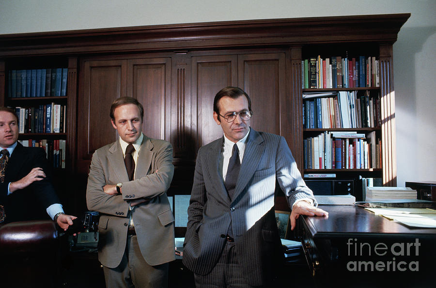 Donald Rumsfeld With Richard B. Cheney Photograph By Bettmann - Fine ...