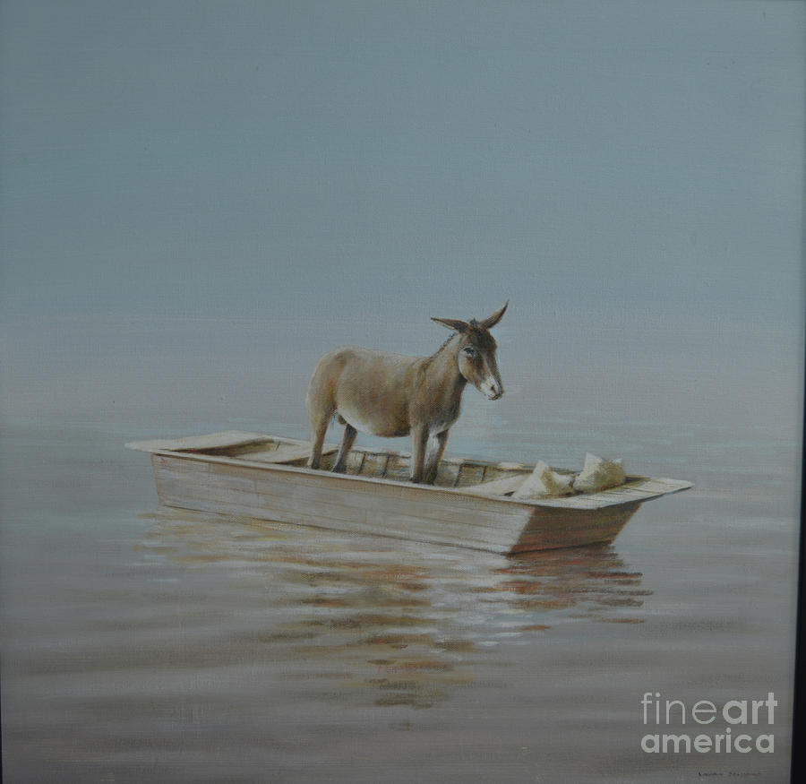 Boat Painting - Donkey On The River by Lincoln Seligman