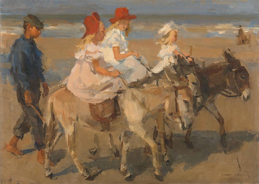 Donkey Rides on the Beach. Donkey Riding on the Beach. Painting by Isaac Israels -1865-1934-