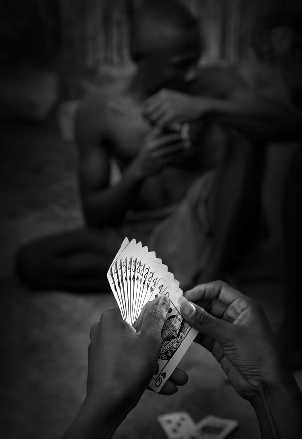 Cards Photograph - Dont Look At My Cards by Marc Apers