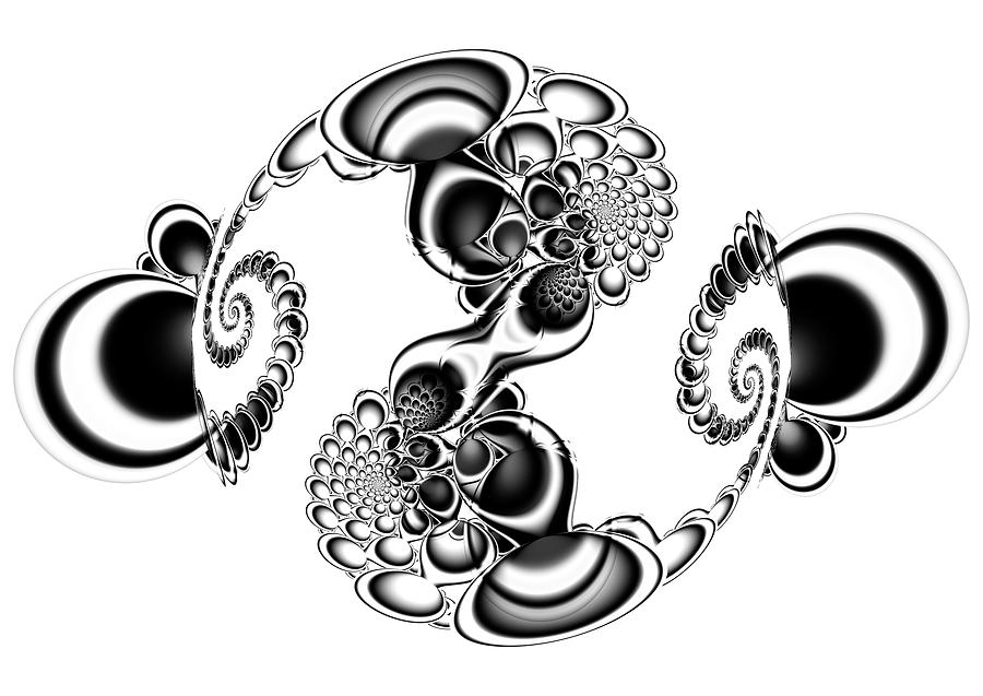 Black And White Digital Art - Doodle 4 by Fractalicious