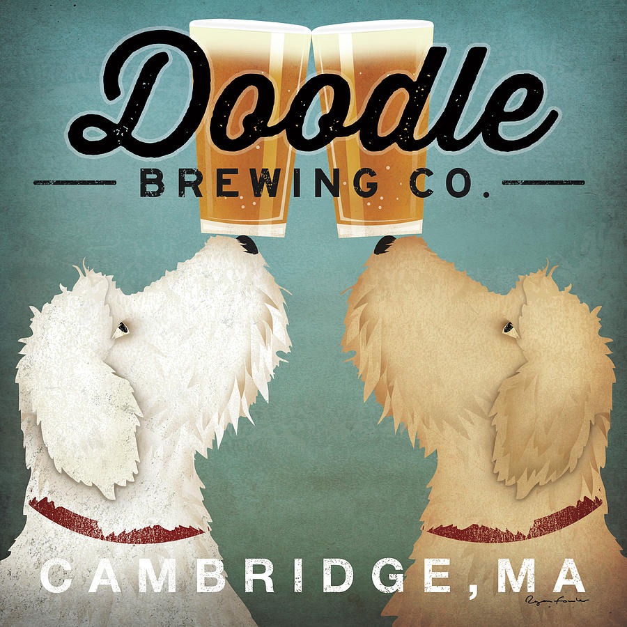 Animal Painting - Doodle Beer Double - Cambridge Ma by Ryan Fowler