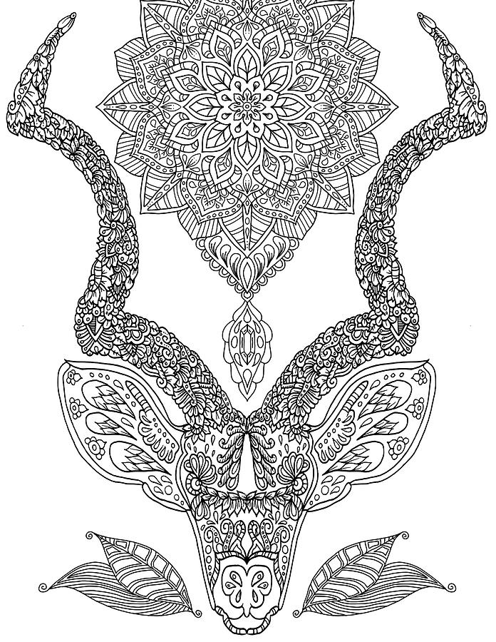 Deer Mixed Media - Doodle Deer Head by Delyth Angharad