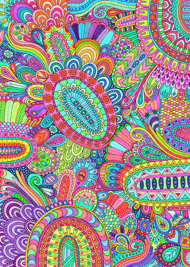 Coloring Book Digital Art - Doodles All Over 2 by Hello Angel