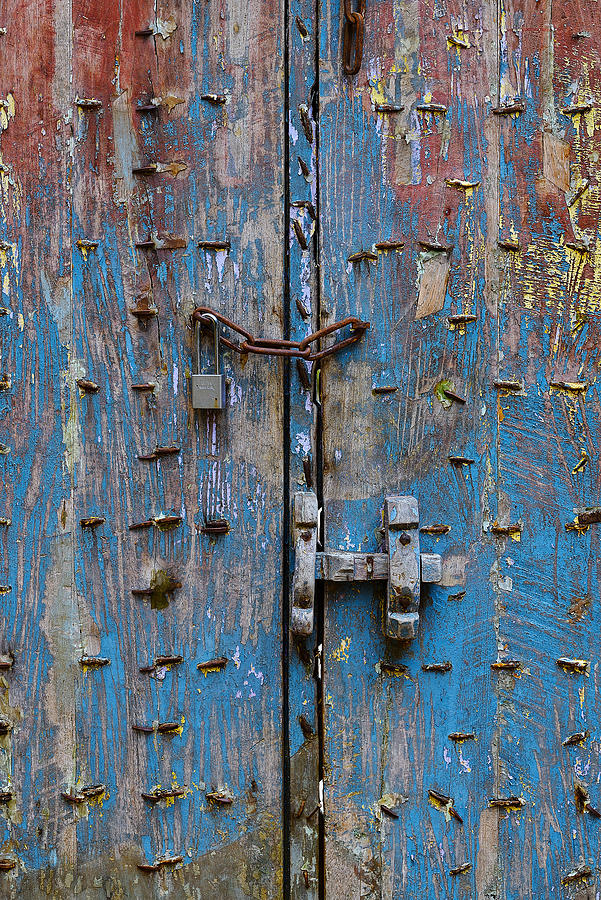 Architecture Photograph - Door And Lock by Xiang Yang Cui