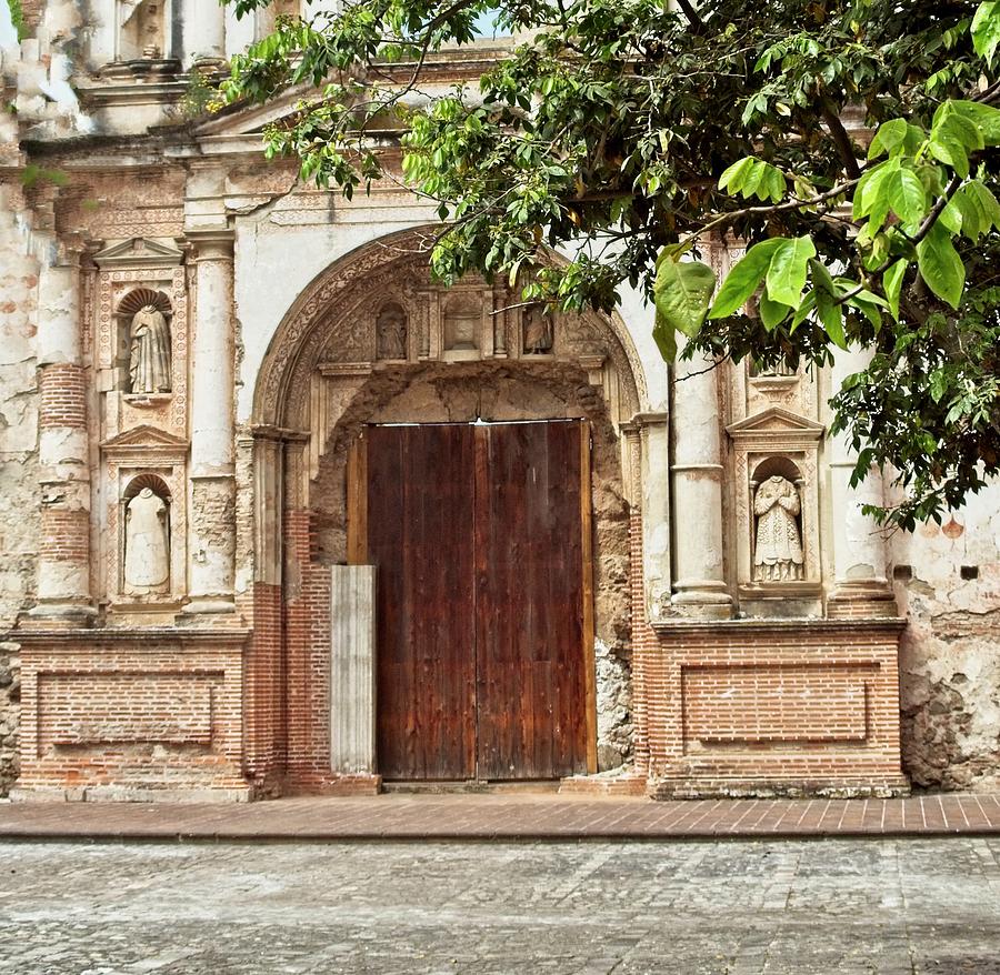 Door Entrance To Chuch In Ruins In Guatemala Photograph