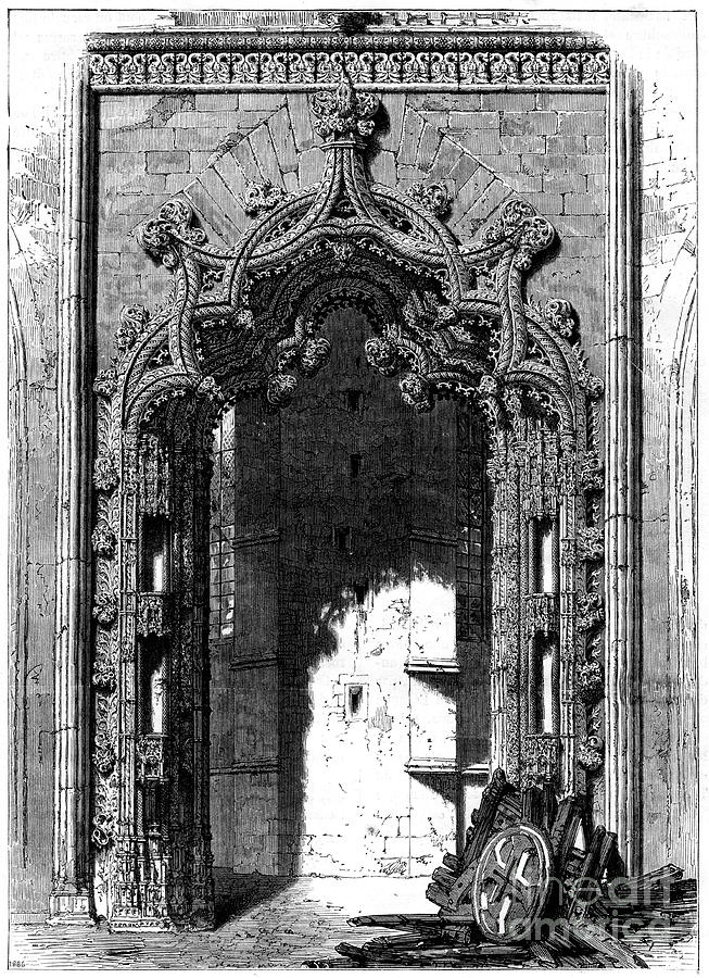 Door Of The Imperfect Chapel, Monastery Drawing by Print Collector