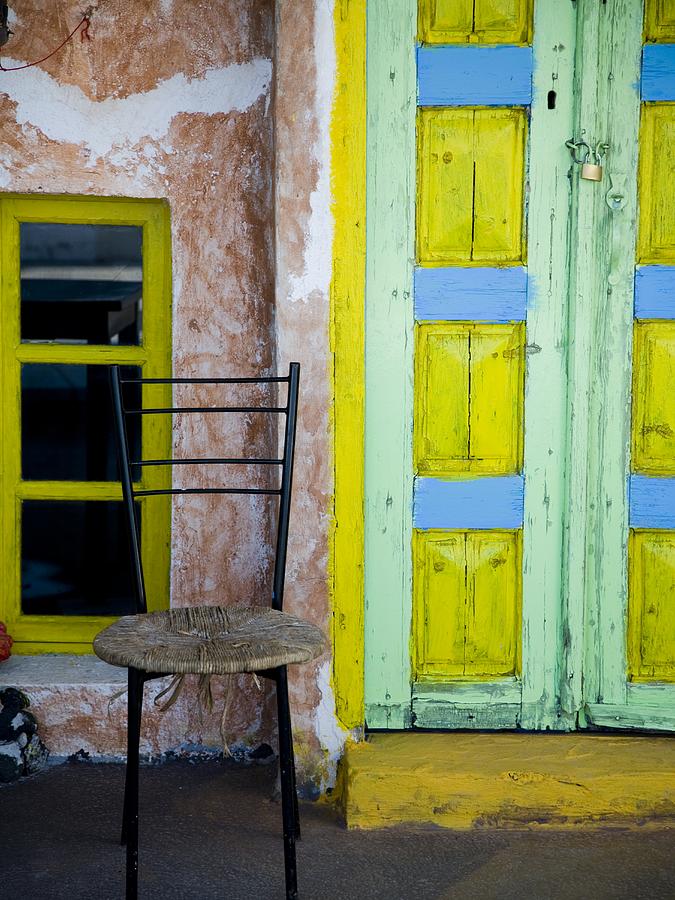 Door Painted Yellow Blue And Green With Photograph by Rubberball/nicole Hill