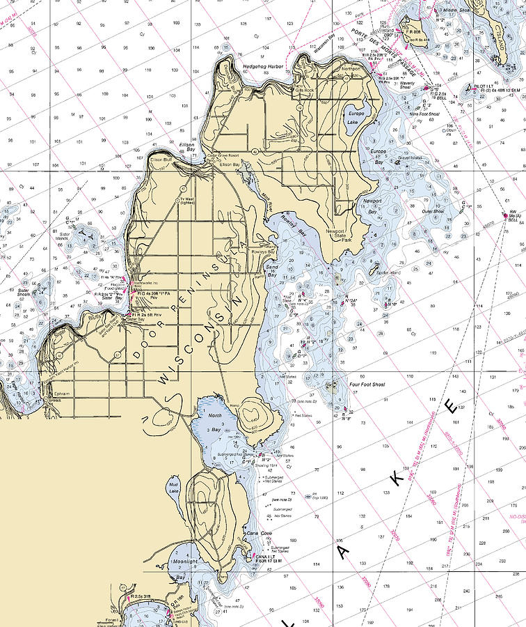 Door Penninsula-lake Michigan Nautical Chart Mixed Media by Sea Koast ...