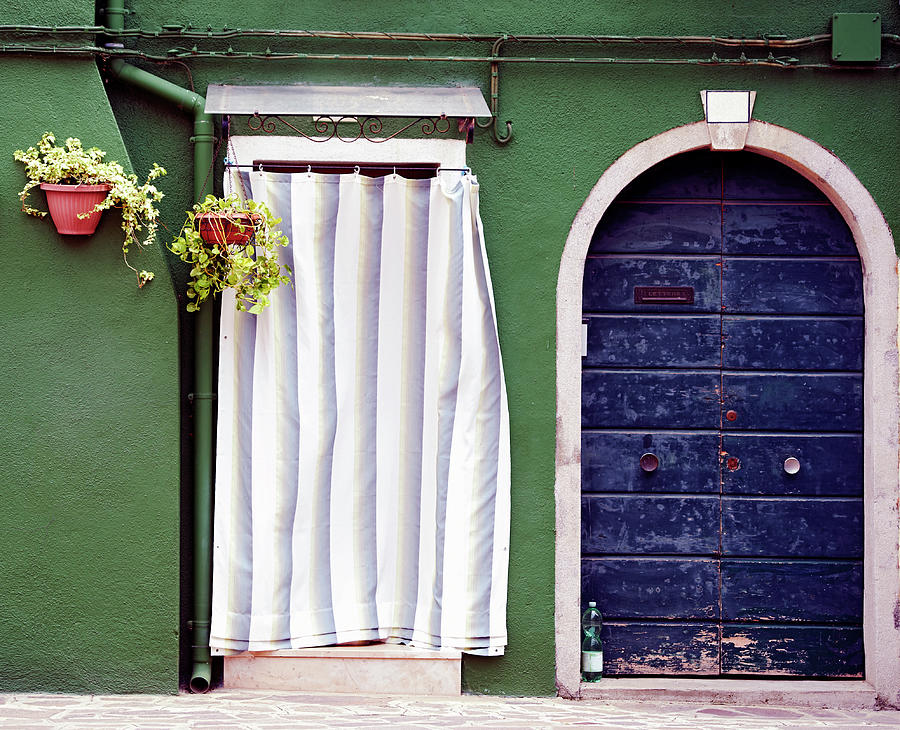 Door With Drapery. Color Image Photograph by Claudio.arnese