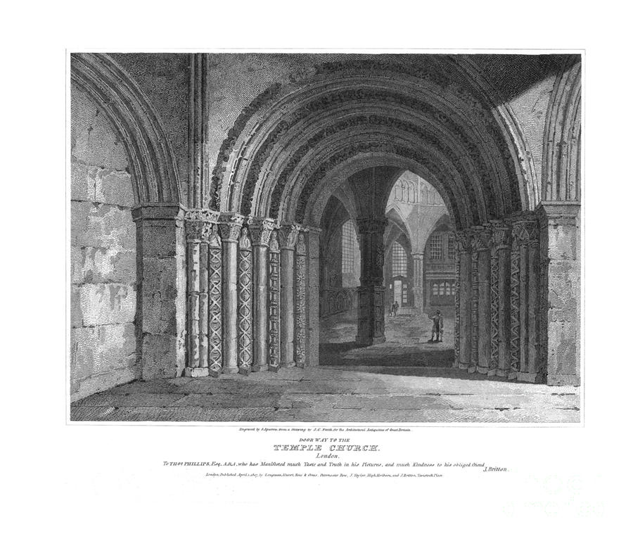 Doorway To The Temple Church London Drawing by Print Collector