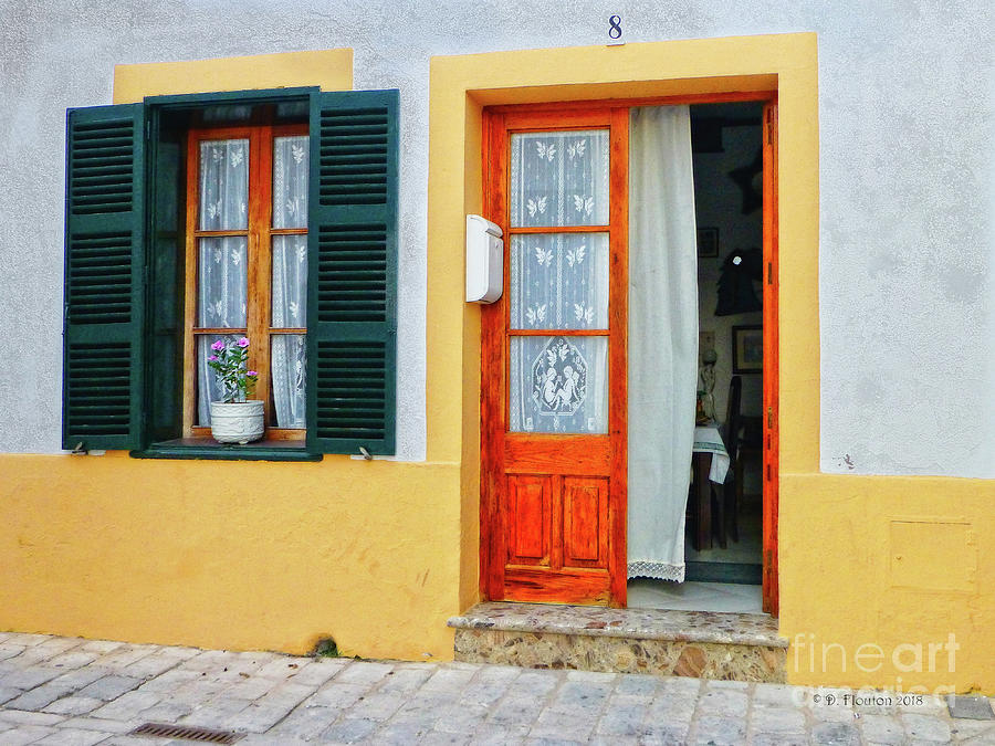 Doorway with Curtain Menorca Digital Art by Dee Flouton