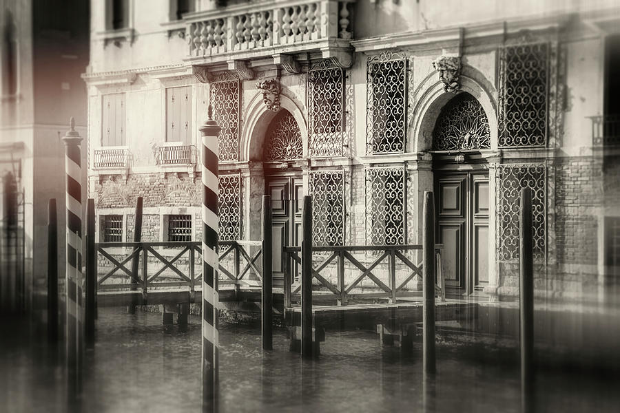 Doorways of the Grand Canal Venice Italy Black and White Photograph by Carol Japp