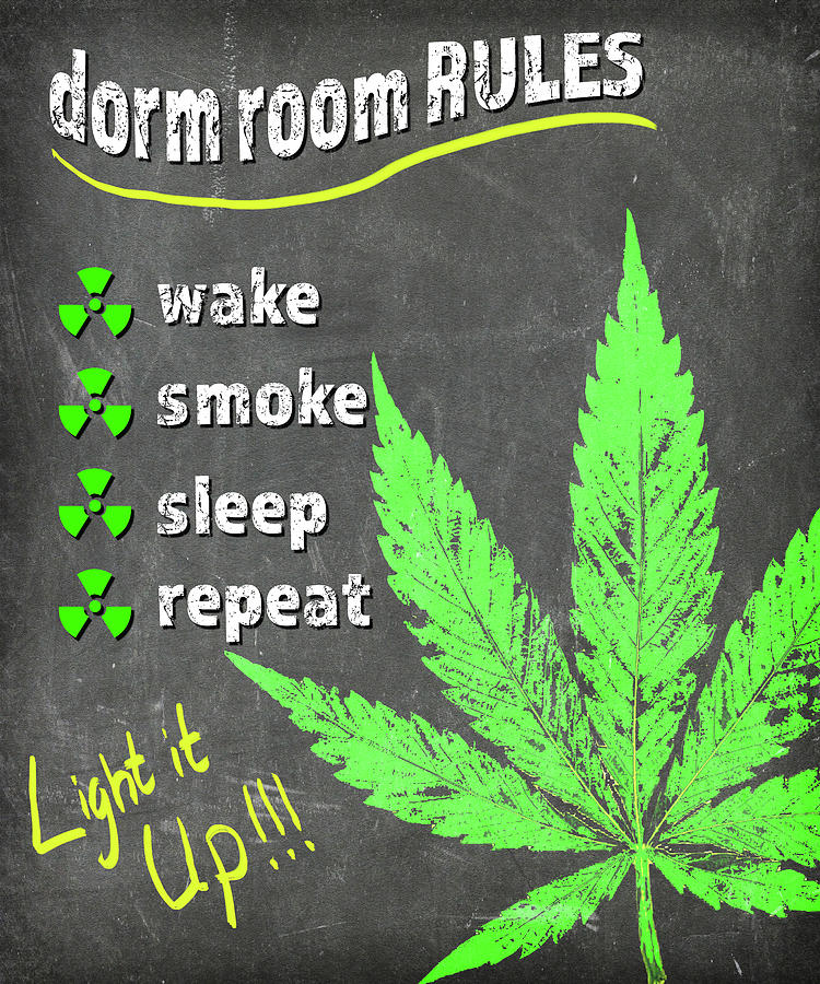 Cannabis Leaf Mixed Media - Dorm Room Light It Up by Lightboxjournal