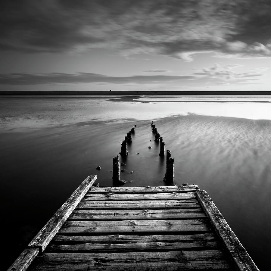 Black And White Photograph - Dorset Jetty II by Rob Cherry
