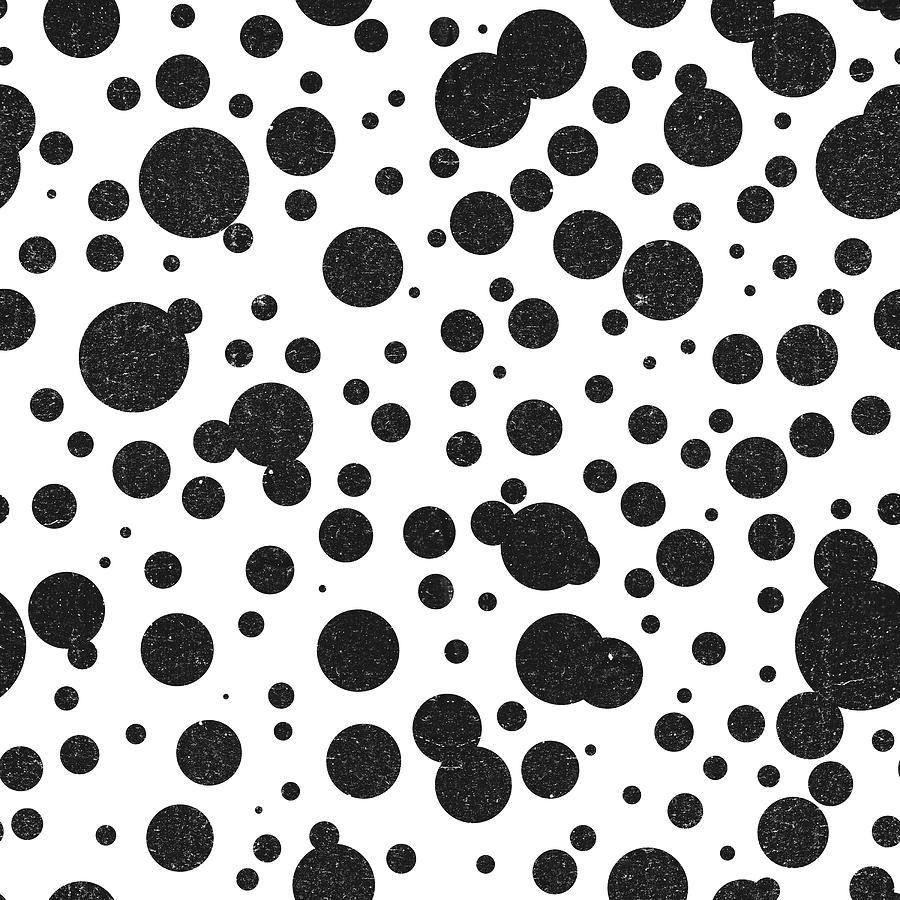 Dot Pattern 5 - Black, White - Ceramic Tile Pattern - Surface Pattern Design - Mediterranean Pattern Mixed Media