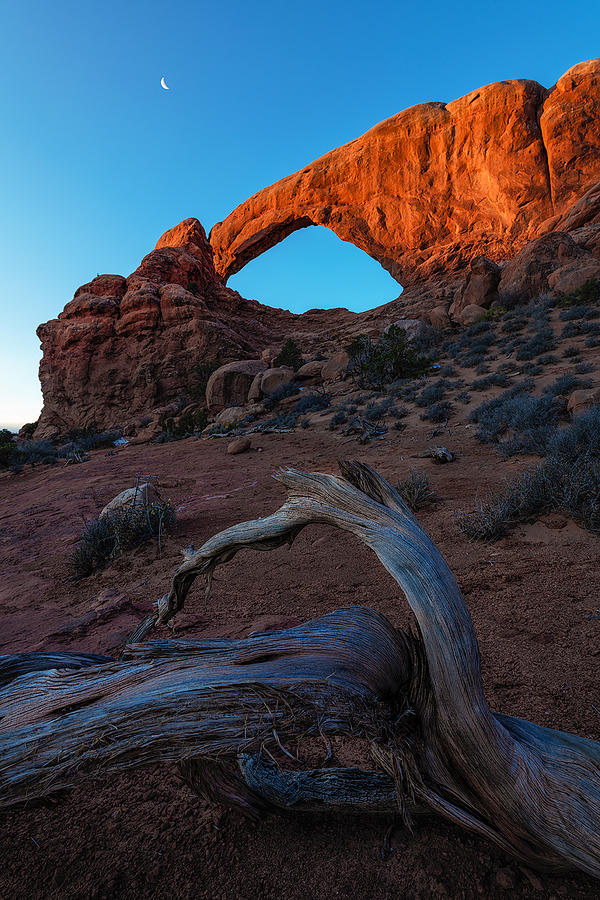 Landscape Photograph - Double Arches At Moonset by Mei Xu