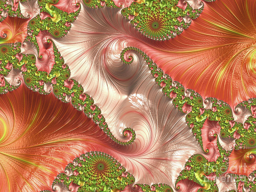 Abstract Digital Art - Double Autumn Spiral by Elisabeth Lucas