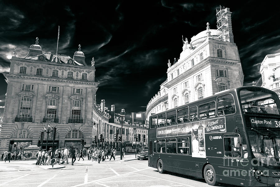 Double-Decker Bus at Piccadilly Circus London Photograph by John Rizzuto