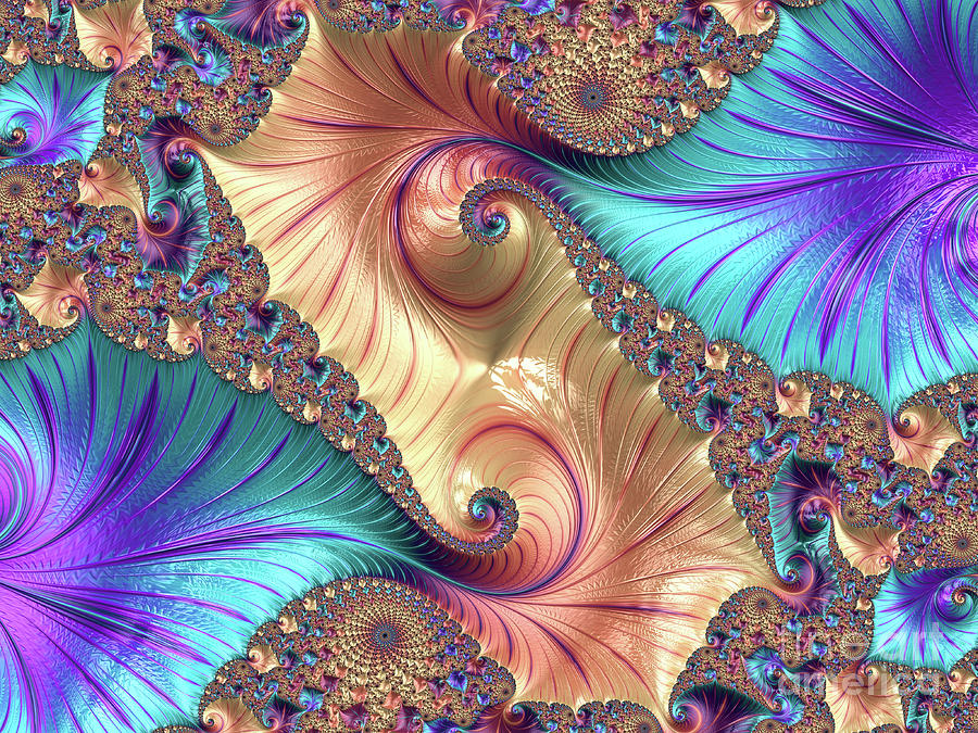 Abstract Digital Art - Double Fantasy Spiral by Elisabeth Lucas