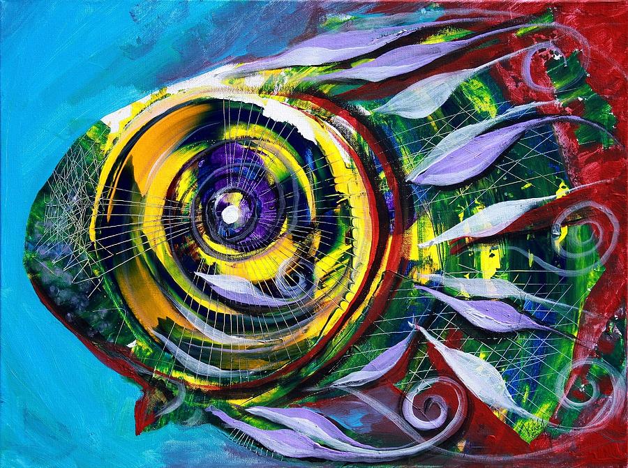 Double-Gilled Girlfriend Fish Painting by J Vincent Scarpace