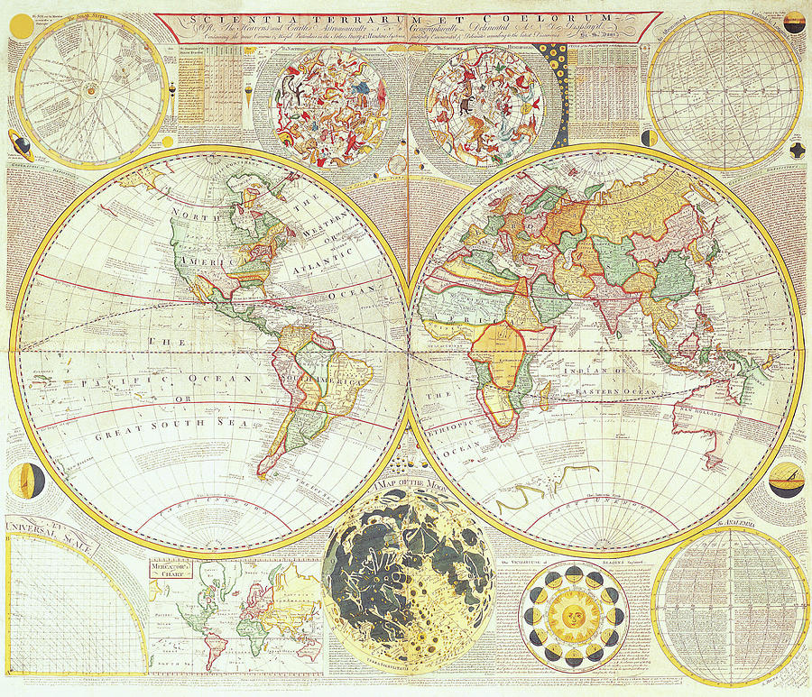 Double Hemisphere World Map Digital Art by The Map House Of London