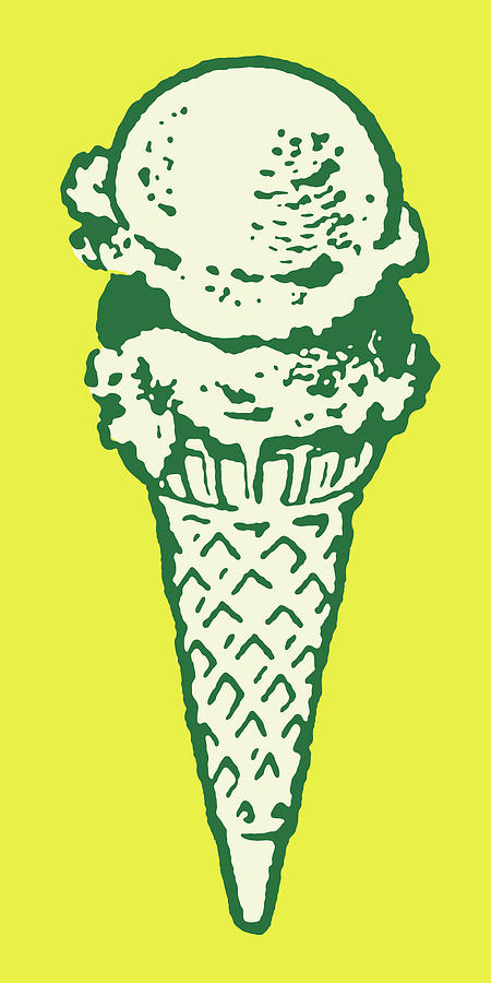 Ice Cream Drawing - Double Ice Cream Cone by CSA Images