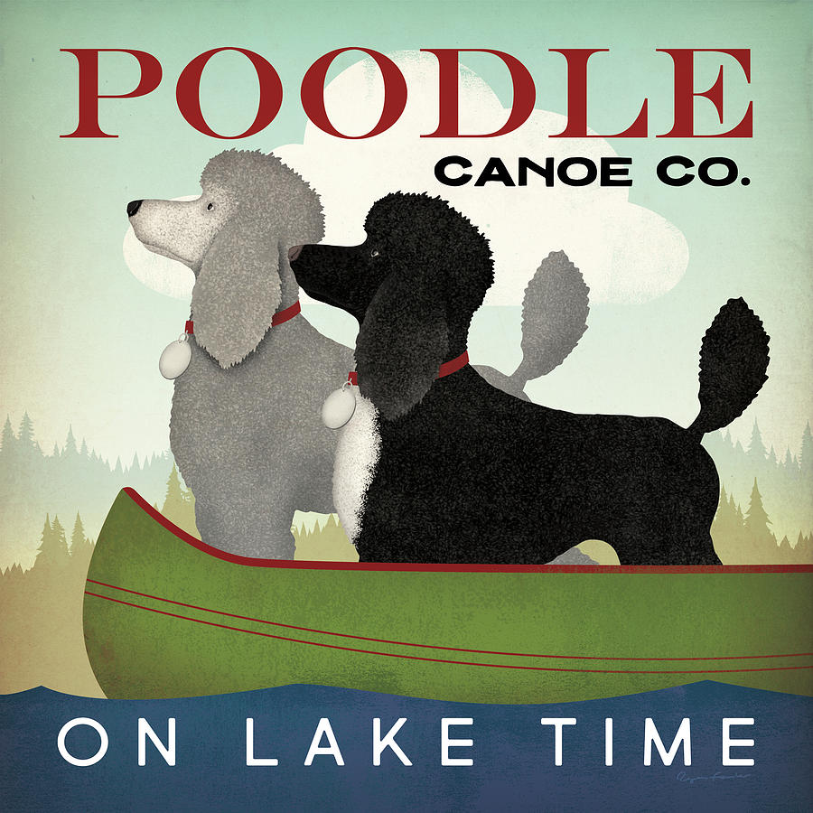 Animal Painting - Double Poodle Canoe by Ryan Fowler