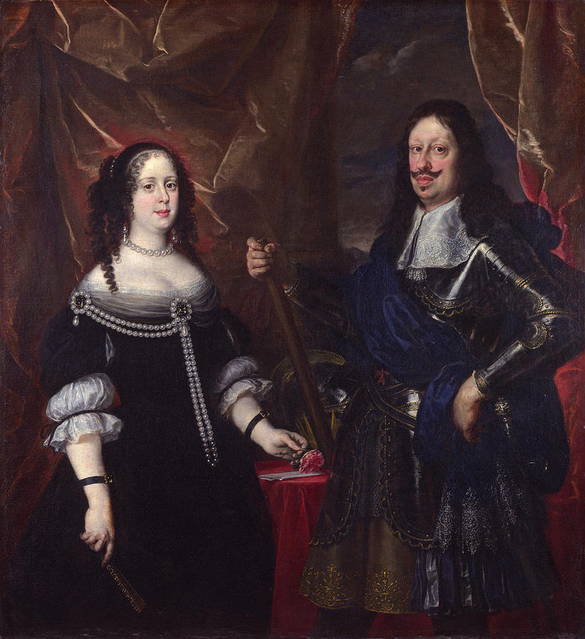 Double Portrait of the Grand Duke Ferdinand II of Tuscany and his Wife Vittoria della Rovere Painting by Justus Sustermans