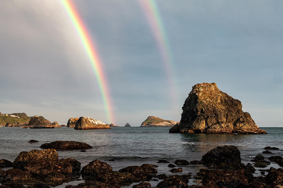 Double Rainbow Offshore Near Brookings, Oregon Photograph by Rick Pisio