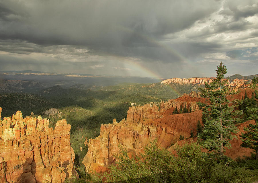 Summer Photograph - Double Rainbow Over Bryce by Tom Kelly