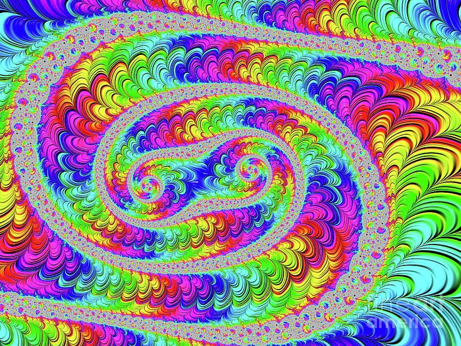 Abstract Digital Art - Double Rainbow Spiral by Elisabeth Lucas