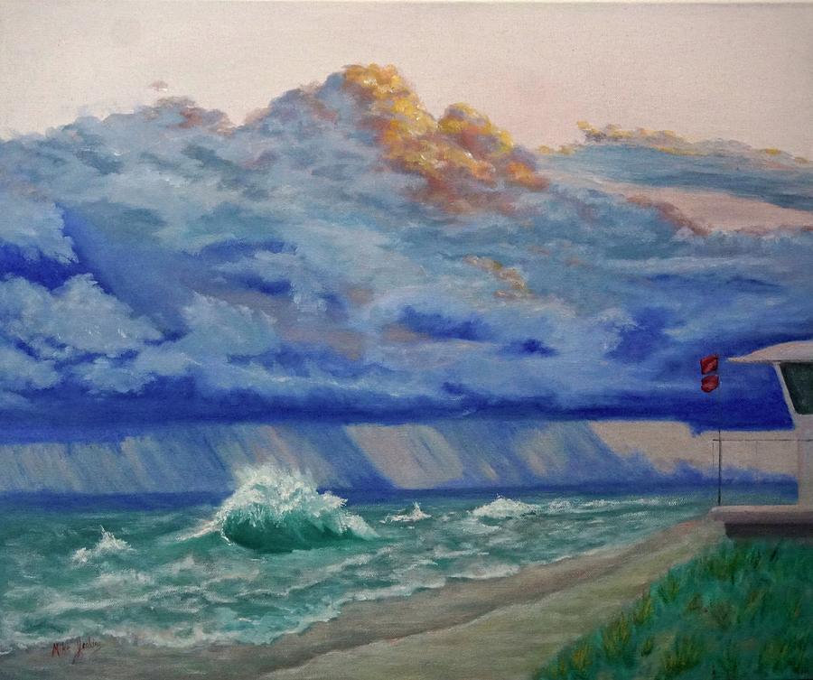 Double Red Flags at Waveland Painting by Mike Jenkins