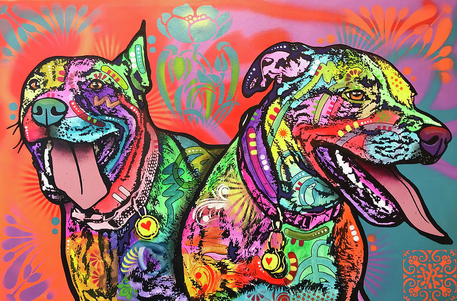 Dog Mixed Media - Double The Fun by Dean Russo