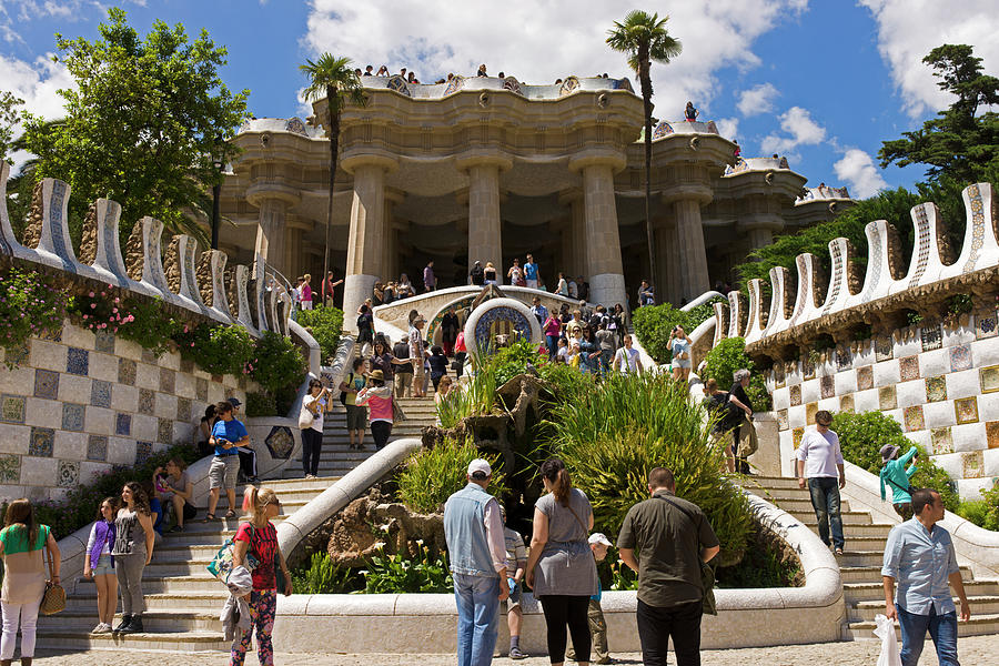 Double Staircase with Dragon, Parc Guell Photograph by Ross Warner - Pixels