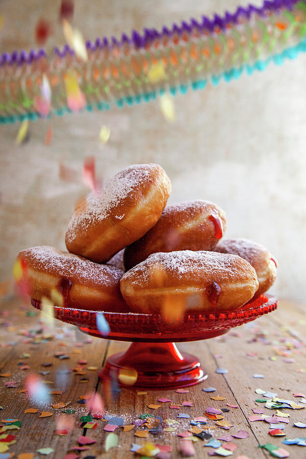 Doughnuts With Rosehip Jam Decorated With Confetti Photograph by Julia Skowronek