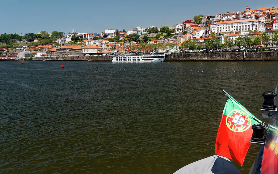 Douro River and Flag Photograph by Sally Weigand