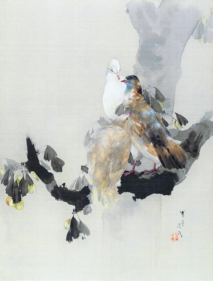 Pigeon Painting - Dove - Digital Remastered Edition by Watanabe Seitei