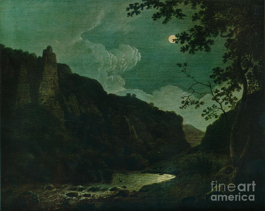 Dovedale By Moonlight, 1784. Artist Drawing by Print Collector