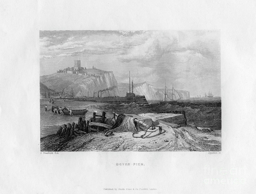 Dover Pier, Kent, 19th Century. Artist Drawing by Print Collector