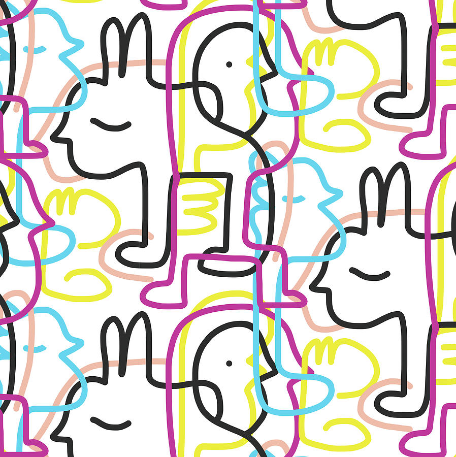 Pattern Digital Art - Down The Rabbit Hole Seamless Pattern by Oodlies