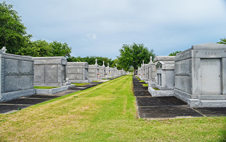Down the Row  in a New Orleans Southern Louisiana Cemetery Photograph by Maggy Marsh