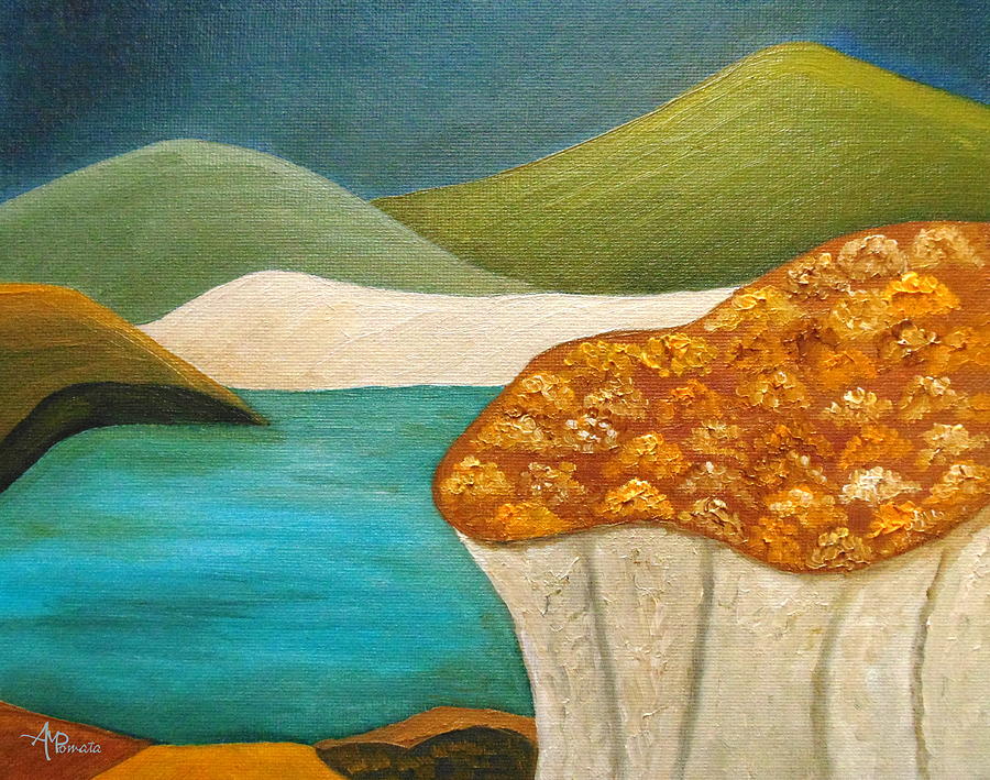 Mountain Painting - Down The Scuba Creek by Angeles M Pomata