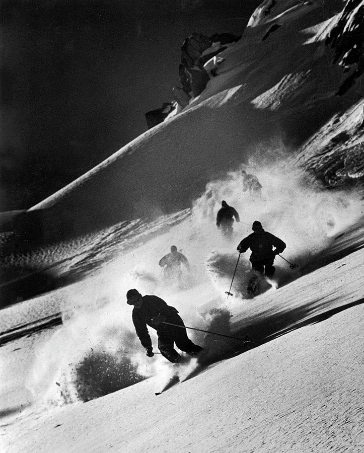 Racer Photograph - Downhill Racers by George Silk