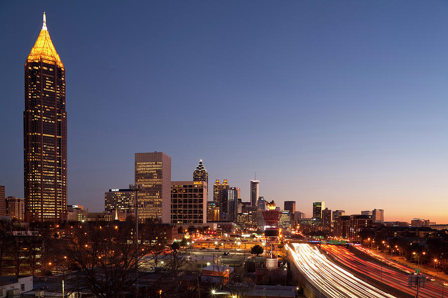 Downtown Atlanta In Evening by Steve Lewis Stock