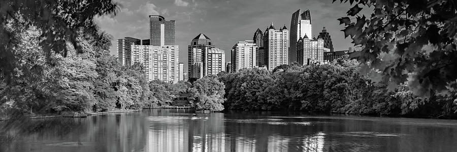 Atlanta Skyline Photograph - Downtown Atlanta Panoramic Monochrome from Piedmont Park by Gregory Ballos
